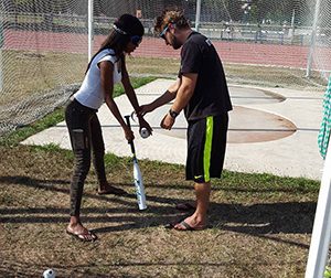 Entraînement de Bip Baseball d'une personne déficiente visuelle