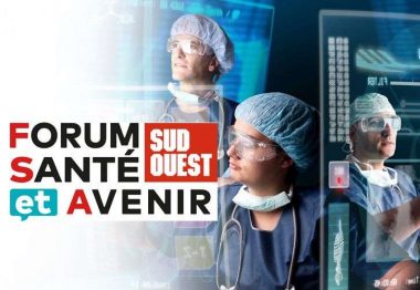 Affiche du forum santé et avenir avec des chirurgiens utilisant les nouvelles technologies