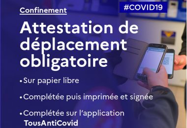 Visuel attestation de déplacement obligatoire